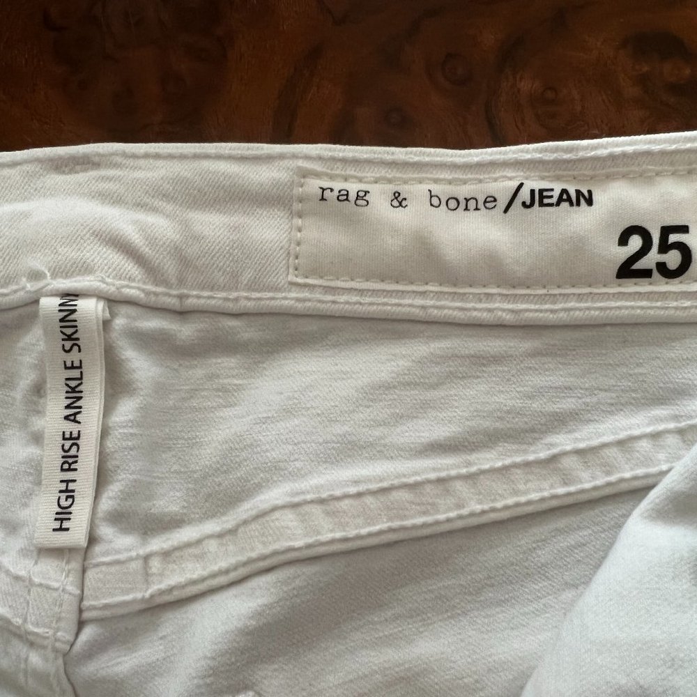 NWT Rag & Bone High Rise Ankle Skinny - White Size 25 - Picture 3 of 5